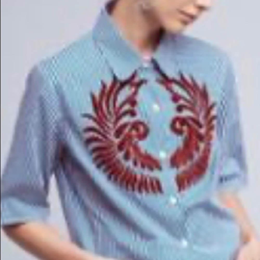 Anthropologie Hemant & Nandita Poplin Top Sz Xs